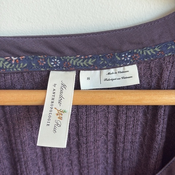 Anthro Meadow Rue Romantic Plum Kersee Henley Top SMALL - Picture 4 of 4